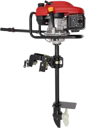 HANGKAI Outboard Motor 4 Stroke 200CC Boat Engine Heavy Duty Hand-pull Air Cooling Gas Powered Outboard Motor with CDI Ignition System for Boats from 13.12 to 19.69 Ft