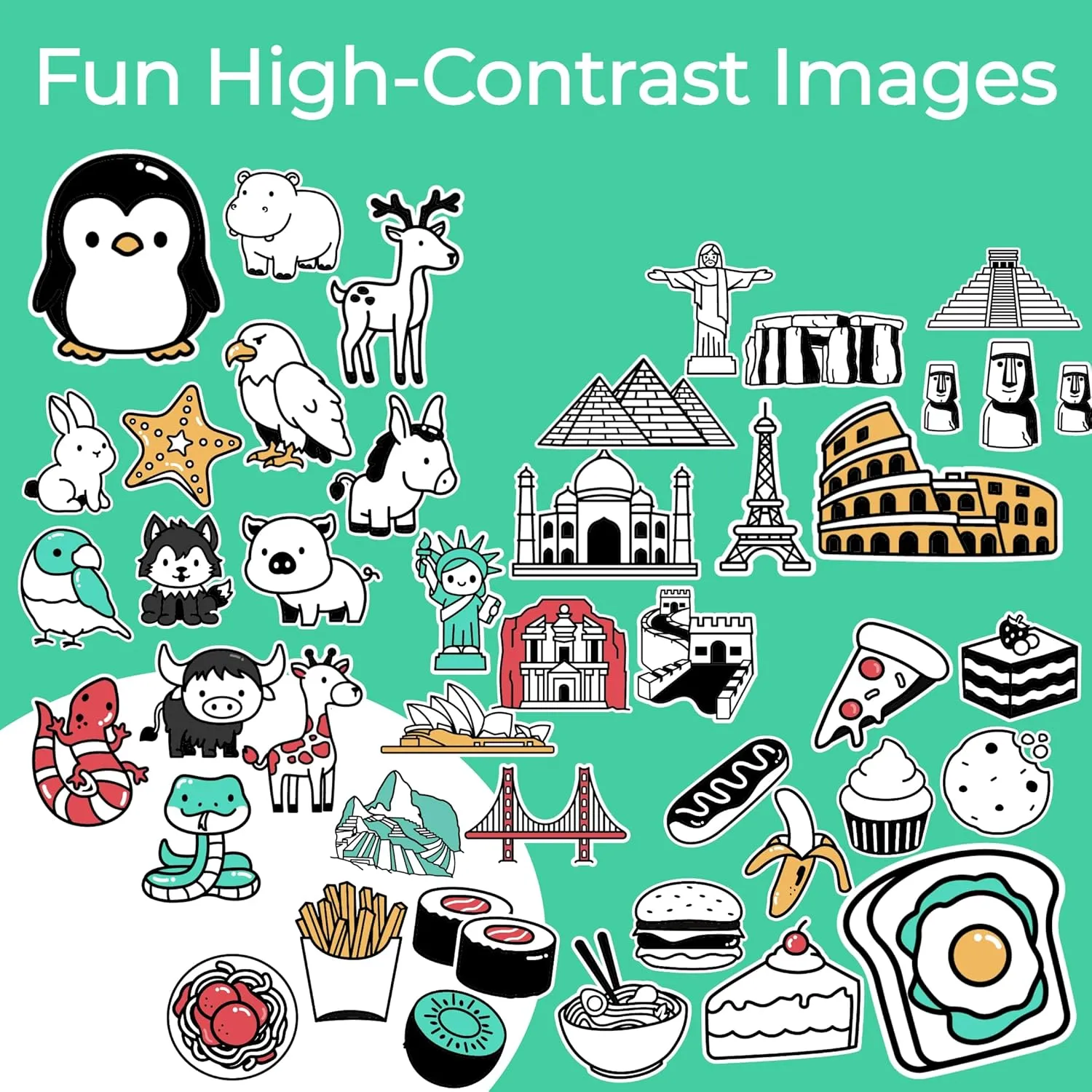 Happy Start High Contrast Board Book: Easy to Clean - Hospital Approved - Stands on Its Own - Tummy Time Toys - Black and White High Contrast Baby Toys - Ages 0  (English (Pack of 3))