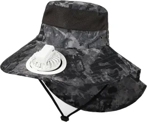 Hat with Fans Solar Power, Wide Brim Solar Fan Hat Outdoor Fishing for Men Women, Quick-Dry Umbrella Hats for Adults