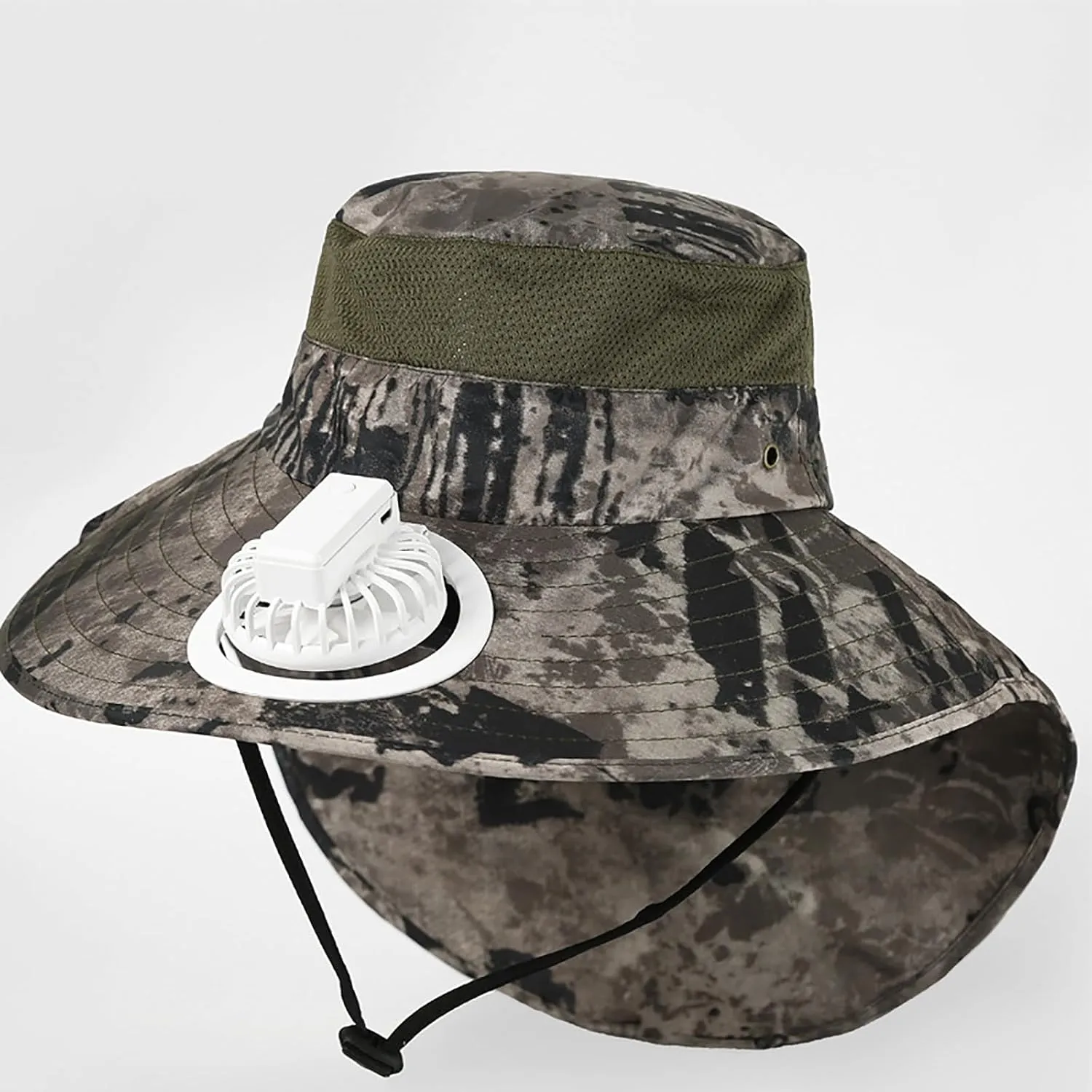 Hat with Fans Solar Power, Wide Brim Solar Fan Hat Outdoor Fishing for Men Women, Quick-Dry Umbrella Hats for Adults