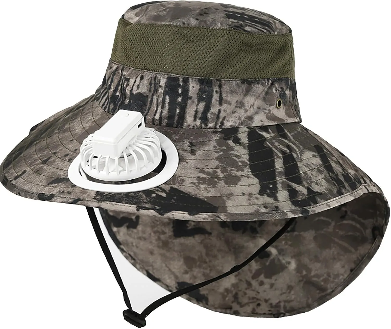 Hat with Fans Solar Power, Wide Brim Solar Fan Hat Outdoor Fishing for Men Women, Quick-Dry Umbrella Hats for Adults