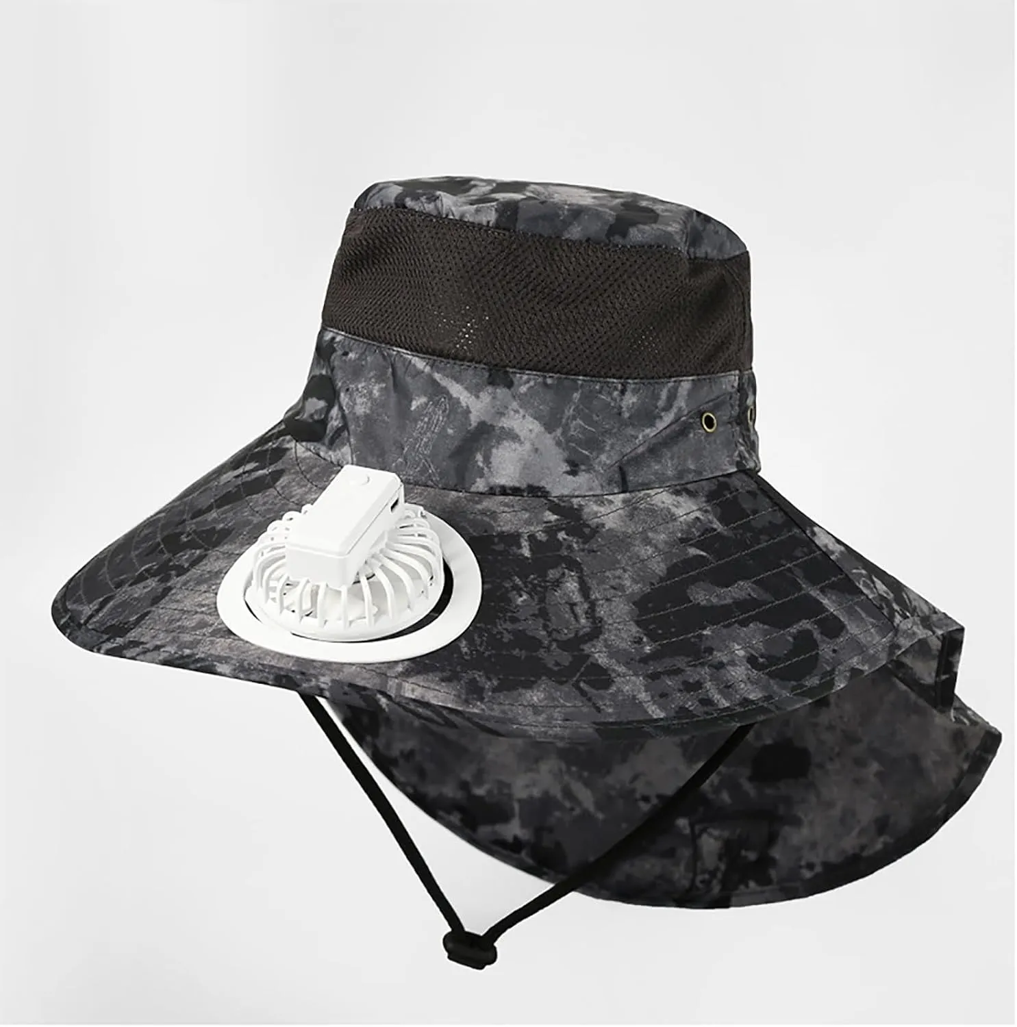 Hat with Fans Solar Power, Wide Brim Solar Fan Hat Outdoor Fishing for Men Women, Quick-Dry Umbrella Hats for Adults