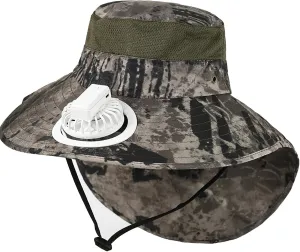 Hat with Fans Solar Power, Wide Brim Solar Fan Hat Outdoor Fishing for Men Women, Quick-Dry Umbrella Hats for Adults