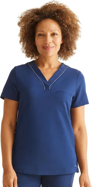 Healing Hands Women's V-Neck Scrub Top Stella with Reflective Trim, Welt Chest Pocket, Moisture Wicking & 360° Stretch HH700