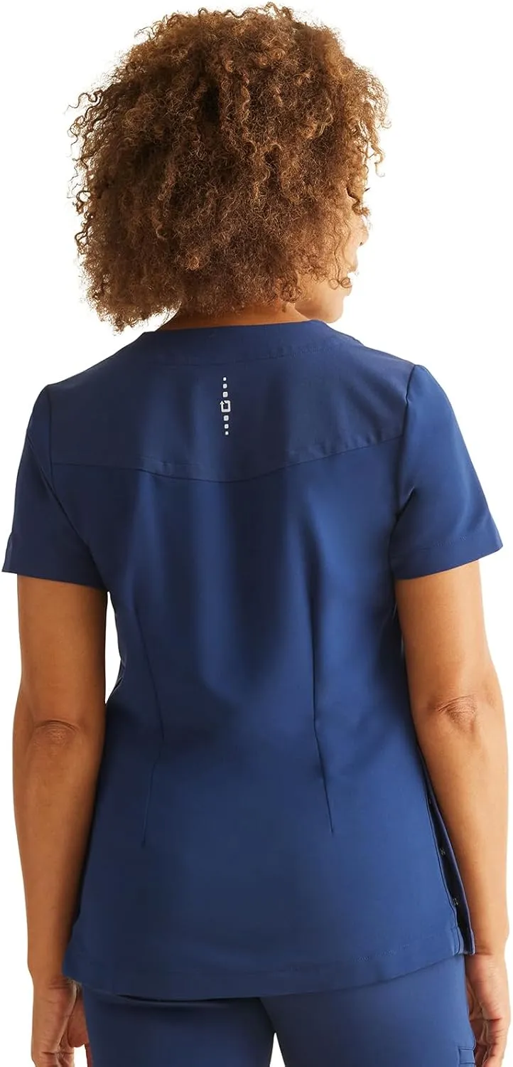 Healing Hands Women's V-Neck Scrub Top Stella with Reflective Trim, Welt Chest Pocket, Moisture Wicking & 360° Stretch HH700