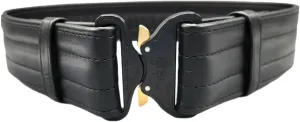 Hero's Pride 2.25" Leather Duty Belt, AirTek Basix Rugged Hook Lined Leather Belt, Quick Release Buckle, Plain Finish