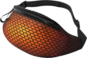 Hexagonal Orange Fanny Pack, Crossbody Waist Packs for Women Men Waist Bags with Adjustable Strap for Travel Running Hiking Sport