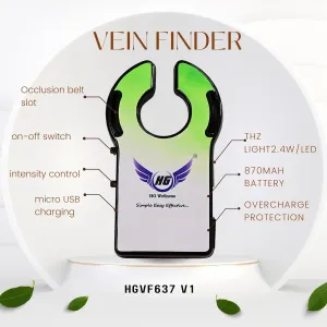 HG Vein Finder HGVF637 V1 - Clear Vein Visualization Device for All Ages and Skin Tones with THZ Light Technology and Long-Lasting 870mAh Battery