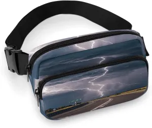 Highway Tornado Lightning Fanny Pack Belt Bag with Adjustable Strap Fashion Waist Bag for Outdoor Sports Hiking
