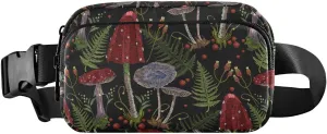 Hiking Fanny Pack Vintage Mushrooms Waist Pack Fashion Casual Hip Bum Bag with Adjustable Strap for Women & Men Hands Free Crossbody Bags for Outdoors, Hiking, Running, Travel