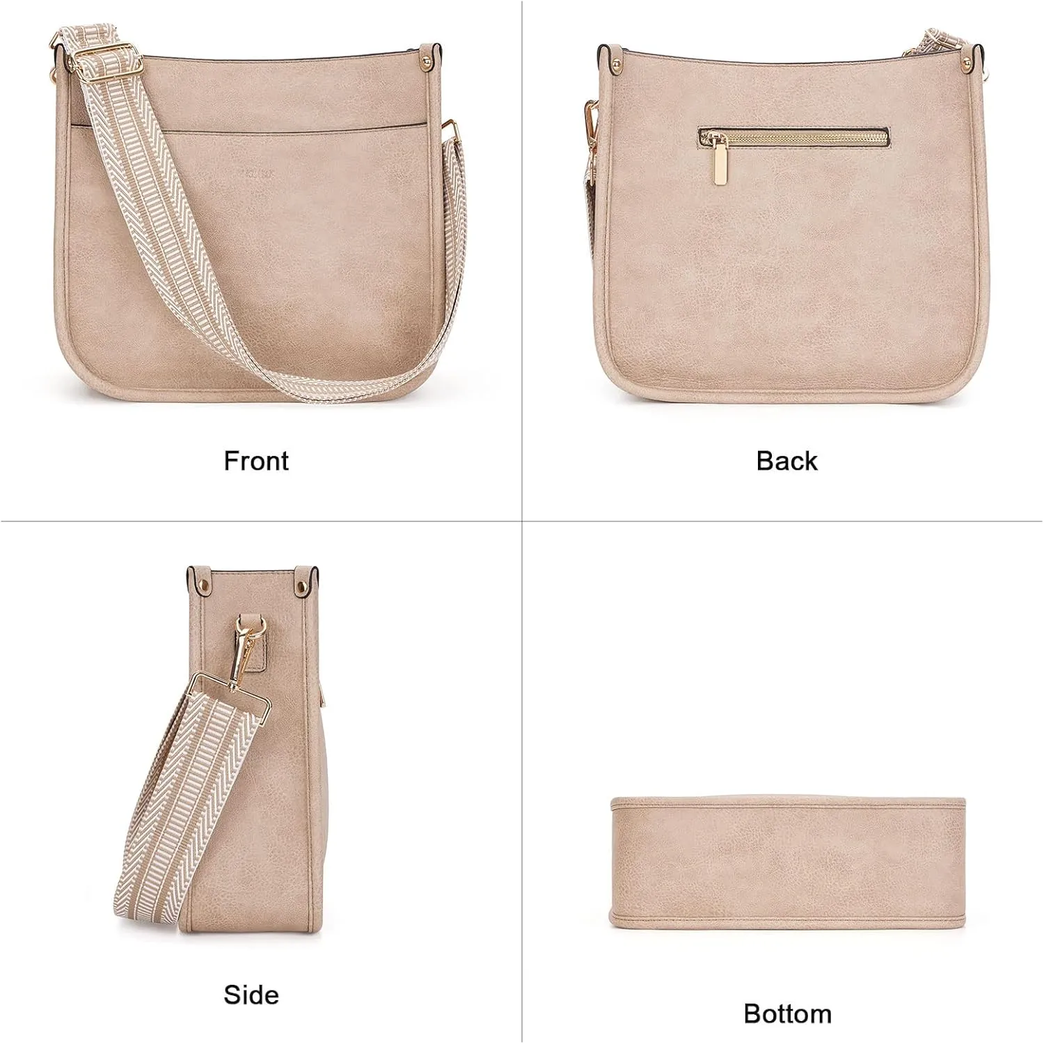 HKCLUF Crossbody Bags for Women Trendy Vegan Leather Hobo Handbags With 2PCS Adjustable Guitar Strap Shoulder Bucket Bags