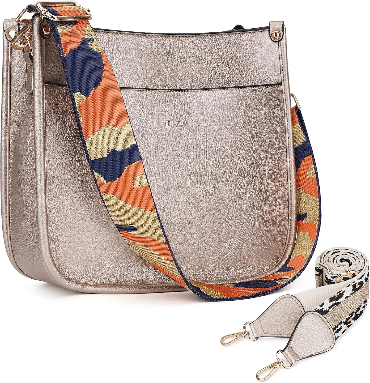 HKCLUF Crossbody Bags for Women Trendy Vegan Leather Hobo Handbags With 2PCS Adjustable Guitar Strap Shoulder Bucket Bags
