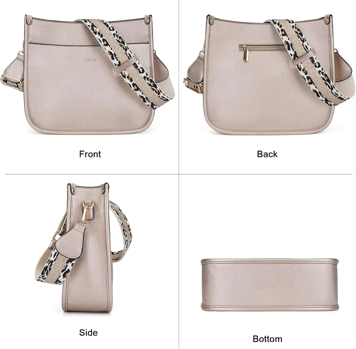 HKCLUF Crossbody Bags for Women Trendy Vegan Leather Hobo Handbags With 2PCS Adjustable Guitar Strap Shoulder Bucket Bags