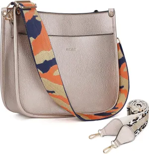 HKCLUF Crossbody Bags for Women Trendy Vegan Leather Hobo Handbags With 2PCS Adjustable Guitar Strap Shoulder Bucket Bags