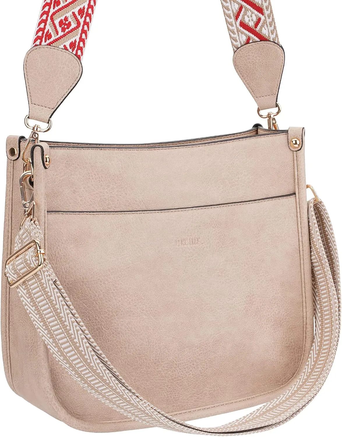 HKCLUF Crossbody Bags for Women Trendy Vegan Leather Hobo Handbags With 2PCS Adjustable Guitar Strap Shoulder Bucket Bags