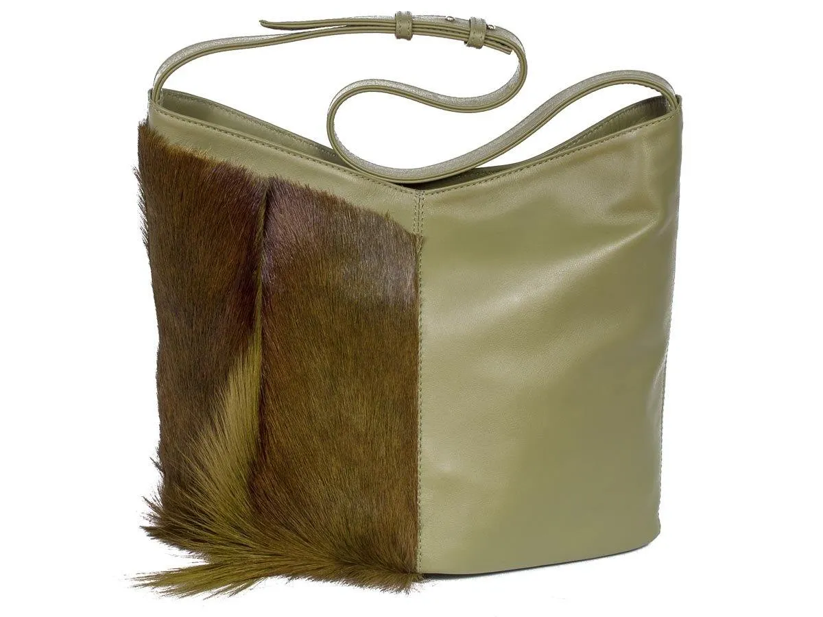 Hobo Springbok Handbag in Military Green with a Fan