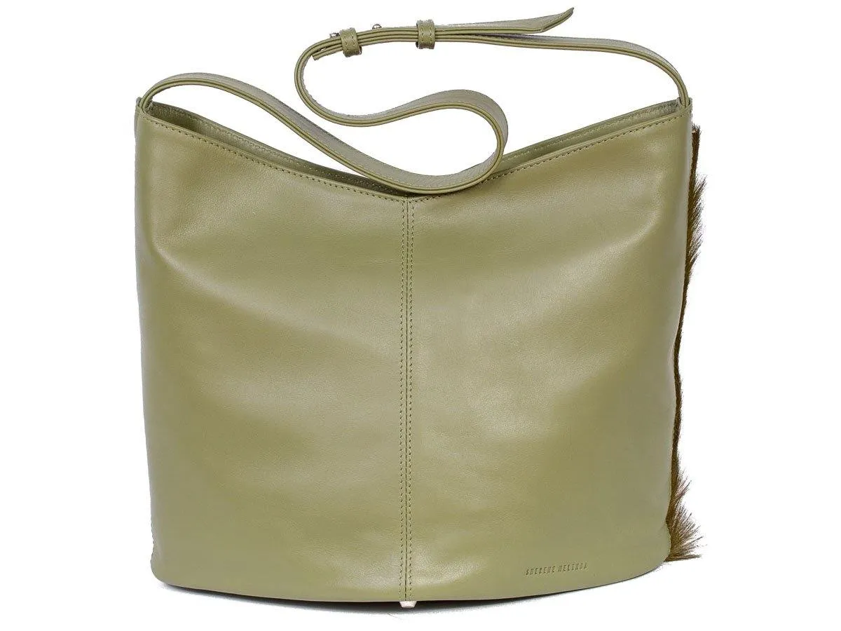 Hobo Springbok Handbag in Military Green with a Fan