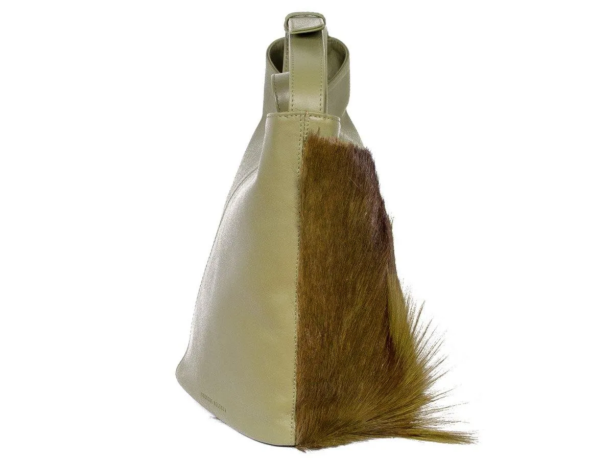 Hobo Springbok Handbag in Military Green with a Fan