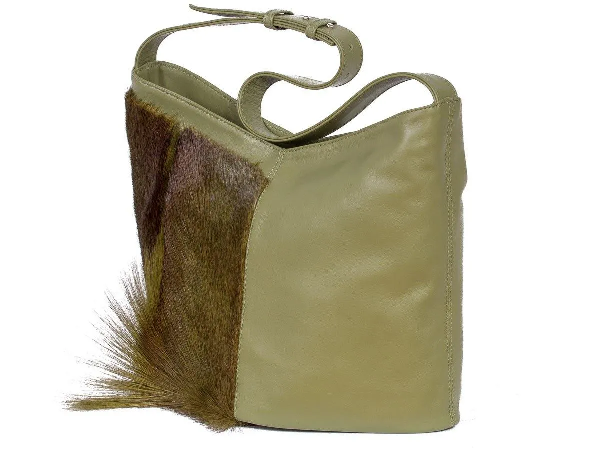 Hobo Springbok Handbag in Military Green with a Fan