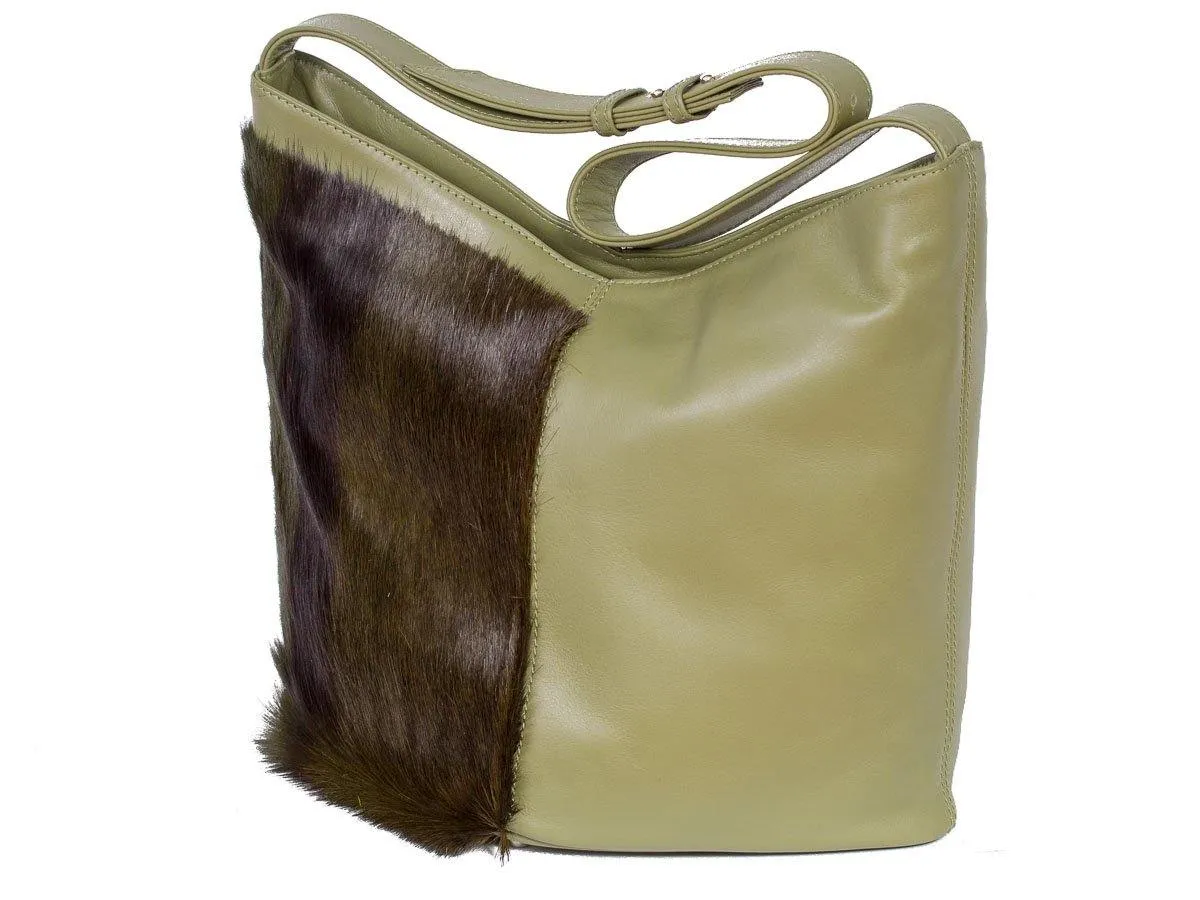 Hobo Springbok Handbag in Military Green with a Stripe