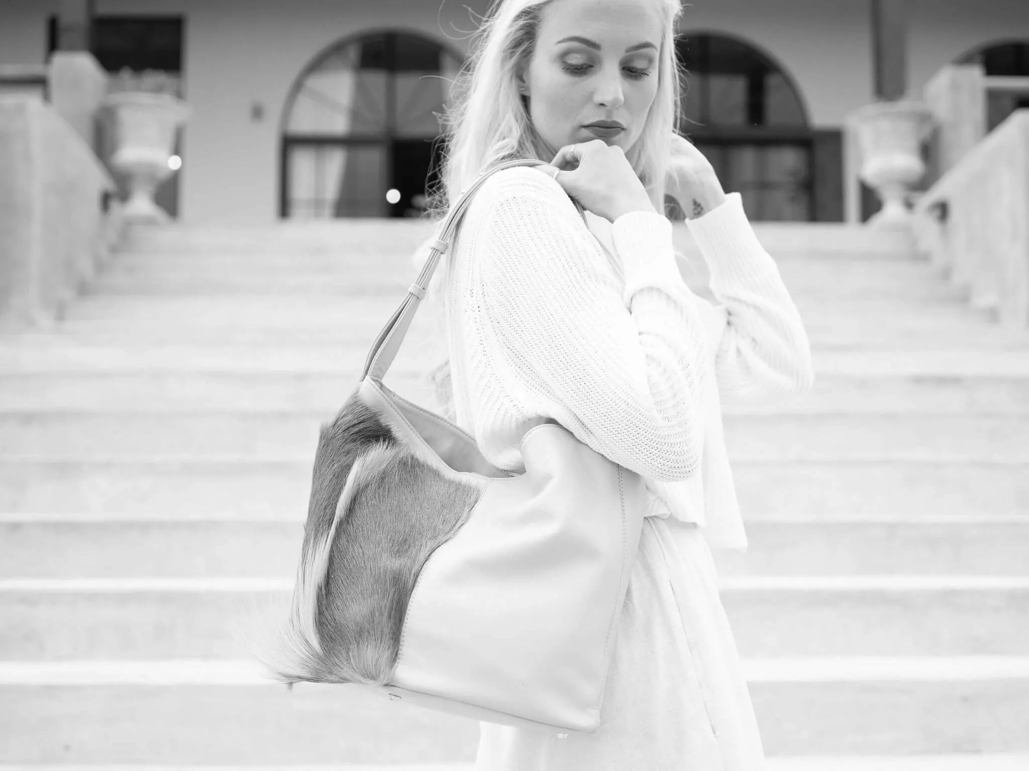 Hobo Springbok Handbag in Military Green with a Stripe