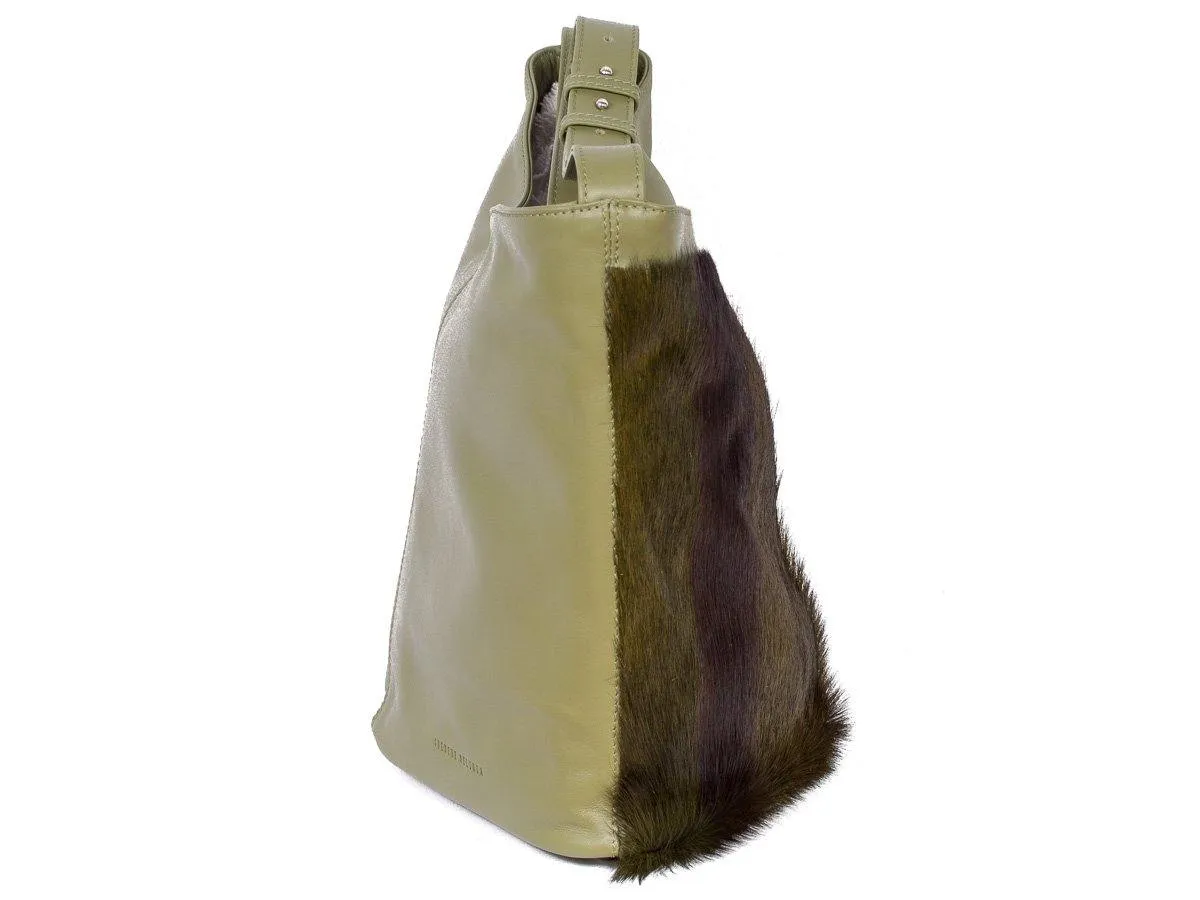 Hobo Springbok Handbag in Military Green with a Stripe