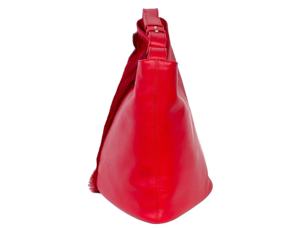 Hobo Springbok Handbag in Red with a Stripe