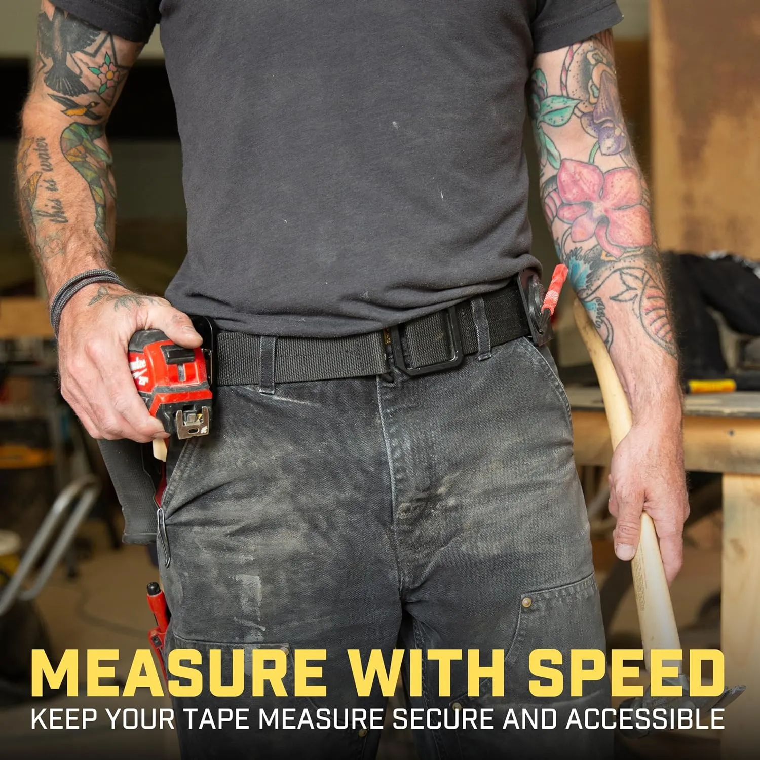 Holstery TapeMaster | Clip-On Tape Measure Holder - Low-Profile Measuring Tape Holster for Your Belt, Tool Bags, Pockets, or Pants