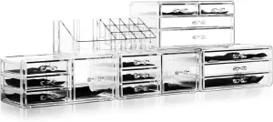Home Acrylic Jewelry and Cosmetic Storage Makeup Organizer Set, 5 Piece，Large