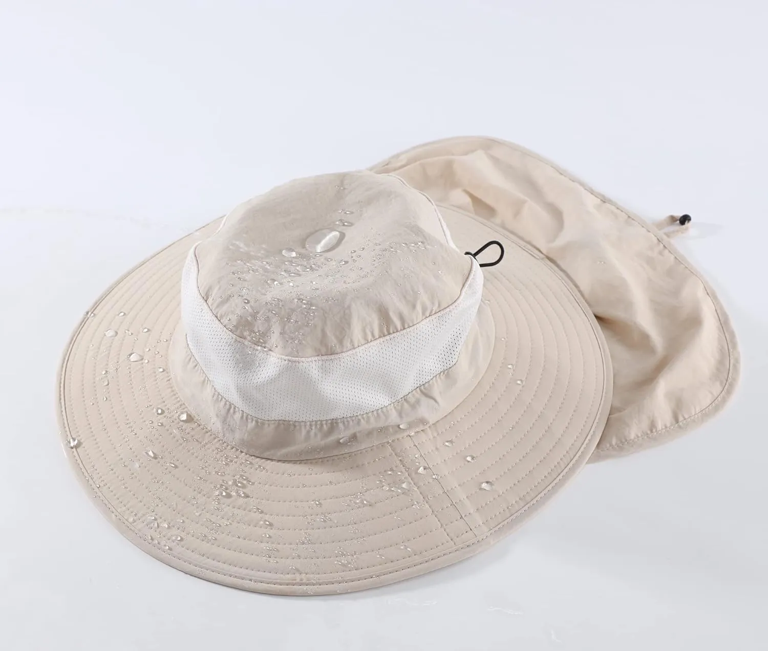Home Prefer Outdoor UPF50  Mesh Sun Hat Wide Brim Fishing Hat with Neck Flap Sun Hat for Men Women