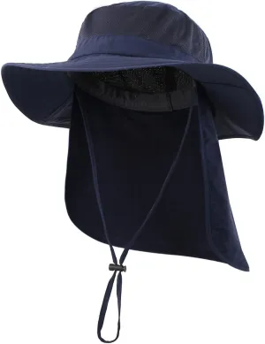 Home Prefer Outdoor UPF50  Mesh Sun Hat Wide Brim Fishing Hat with Neck Flap Sun Hat for Men Women