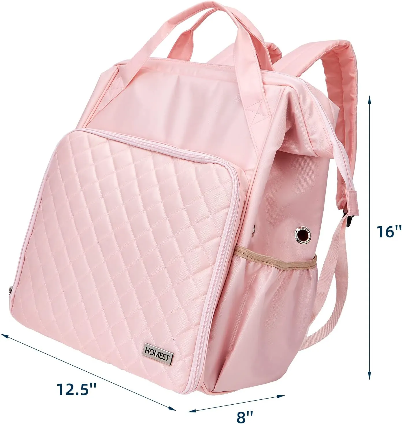 HOMEST Knitting Bag Backpack, Crochet Storage Organizer, Large Yarn Holder with Custom Front Pocket for Crochet Accessories and Supplies, Pink