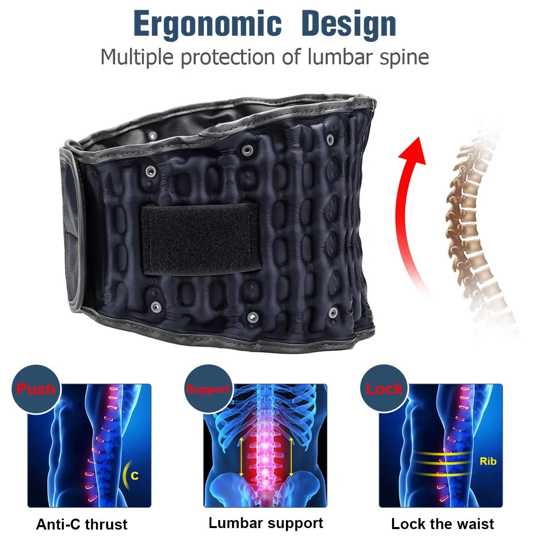 HONGJING Decompression Back Belt for Lower Back Pain Relief- Spine Reset Device Lumbar Support for Lifting, One Size Fits 29-49 Waist