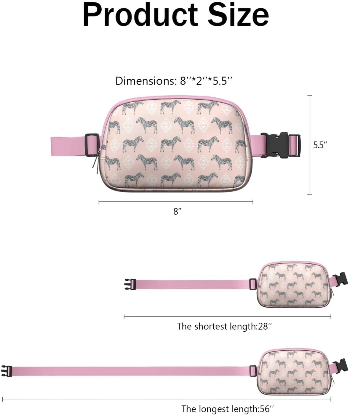 Horse Mini Belt Bag for Men Women Pony Floral Waist Packs Crossbody Bags Adjustable Strap for Hiking Cycling Sports