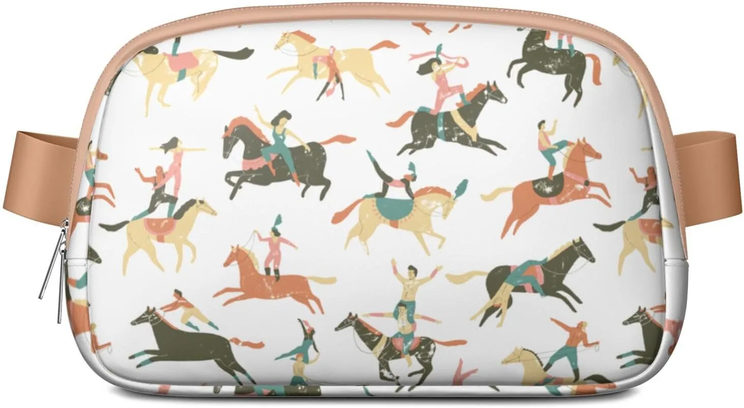Horse Mini Belt Bag for Men Women Pony Floral Waist Packs Crossbody Bags Adjustable Strap for Hiking Cycling Sports