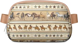 Horse Mini Belt Bag for Men Women Pony Floral Waist Packs Crossbody Bags Adjustable Strap for Hiking Cycling Sports