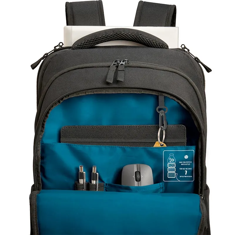 HP Professional 17.3-inch Backpack (500S6AA) - Double-coil, Lockable Zippers, Slip Pockets, Bluetooth® tracker pocket, 0.74 kg, Cable Pass-through,