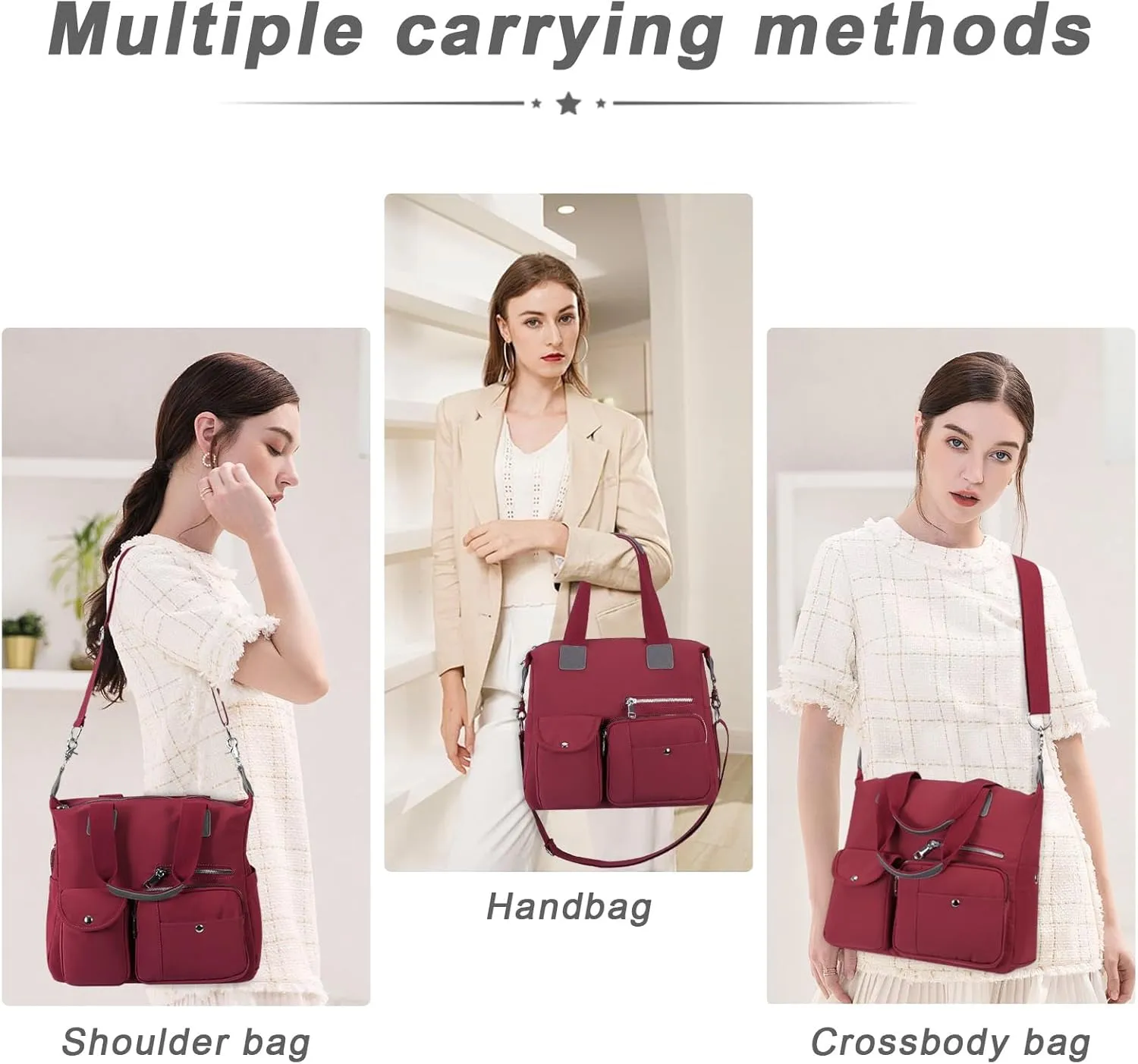 HUA ANGEL Women's Top-handle Handbags Nylon Crossbody Bag Multi Pocket Purses Women for Travel Work Sport Shopping Everyday