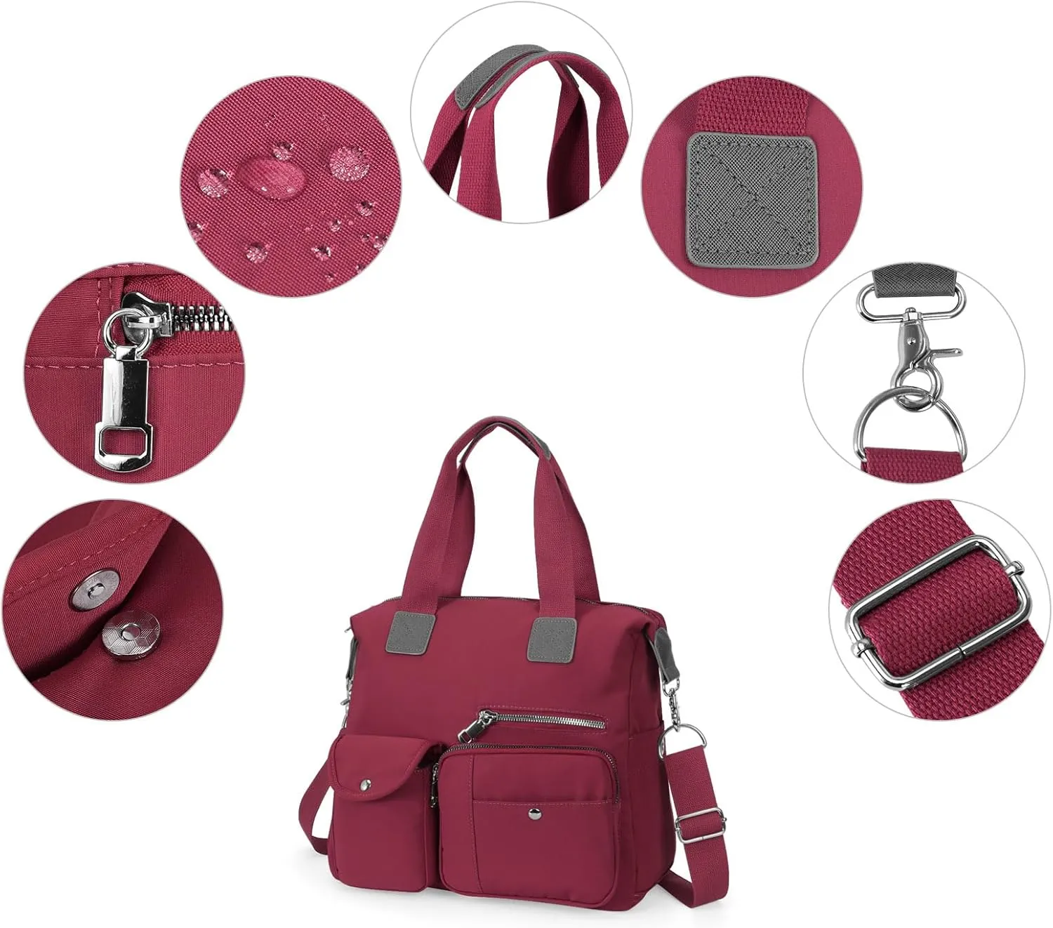 HUA ANGEL Women's Top-handle Handbags Nylon Crossbody Bag Multi Pocket Purses Women for Travel Work Sport Shopping Everyday