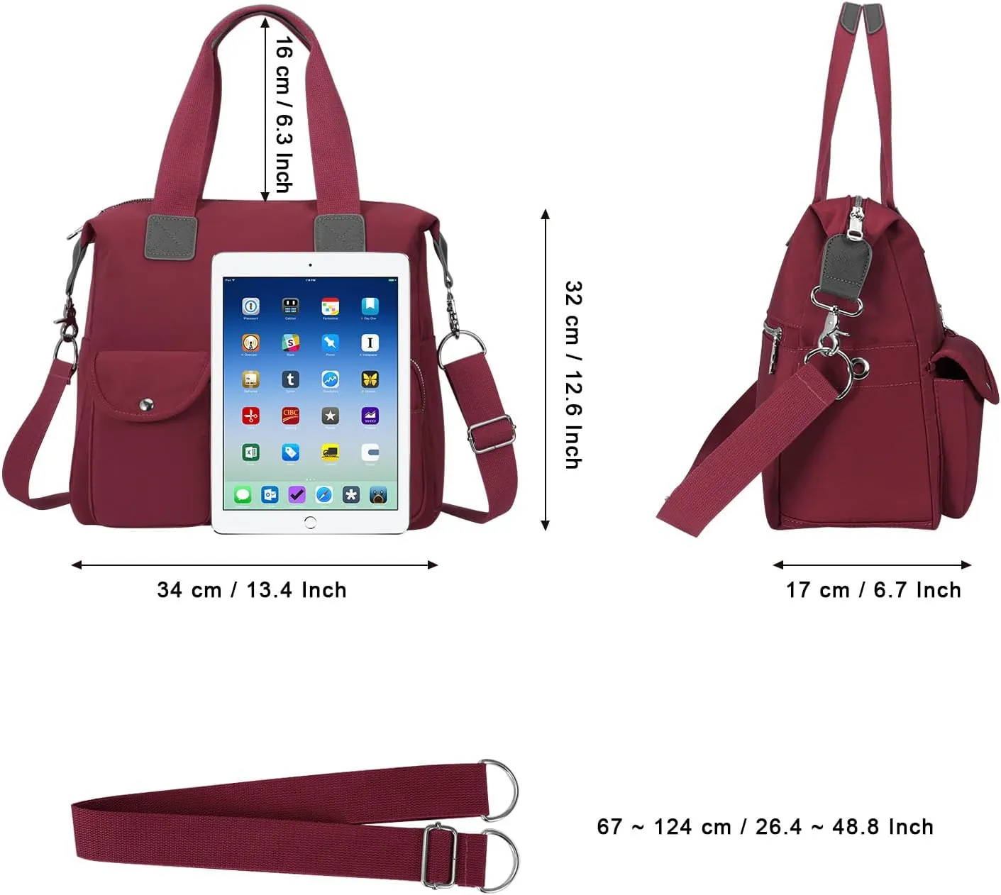HUA ANGEL Women's Top-handle Handbags Nylon Crossbody Bag Multi Pocket Purses Women for Travel Work Sport Shopping Everyday
