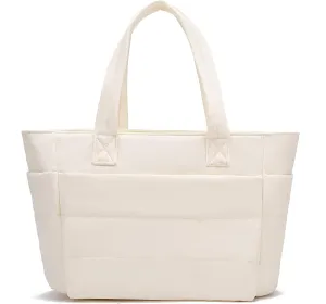 I IHAYNER Tote Bag for Women Lightweight Quilted Puffy Shoulder Handbag for Travel Work with Functional Compartments