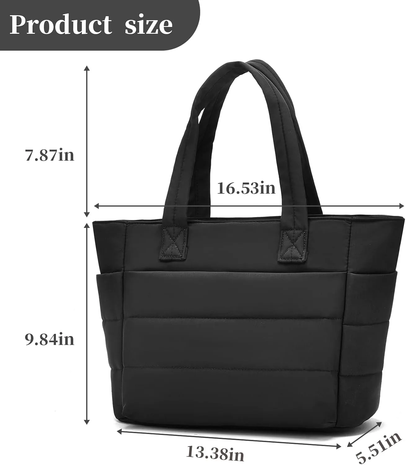 I IHAYNER Tote Bag for Women Lightweight Quilted Puffy Shoulder Handbag for Travel Work with Functional Compartments