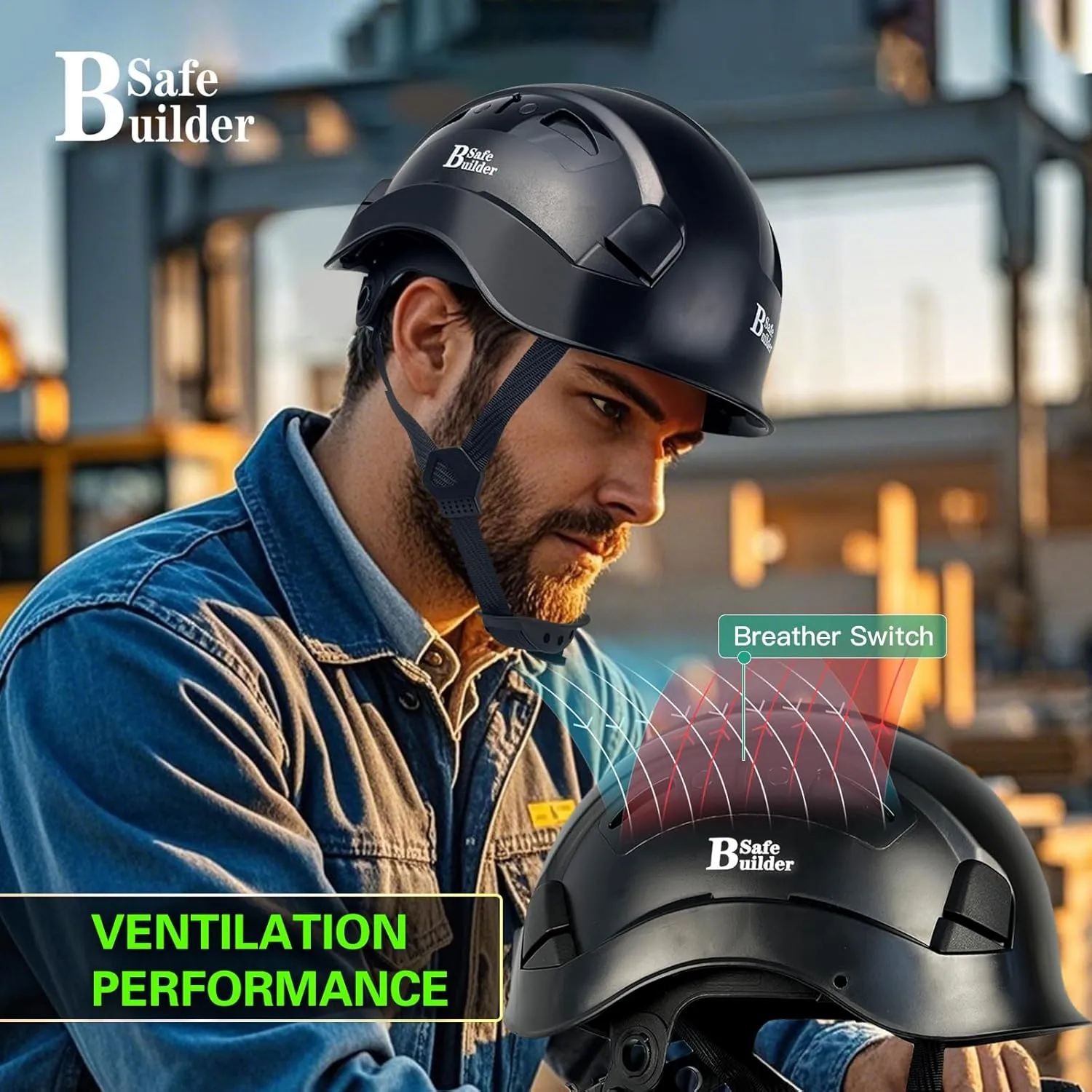 Industrial Safety Helmet with Visor ABS Hard Hat with Visor Adjustable Ventilation Hardhats Construction Head Protection ANSI Z89.1