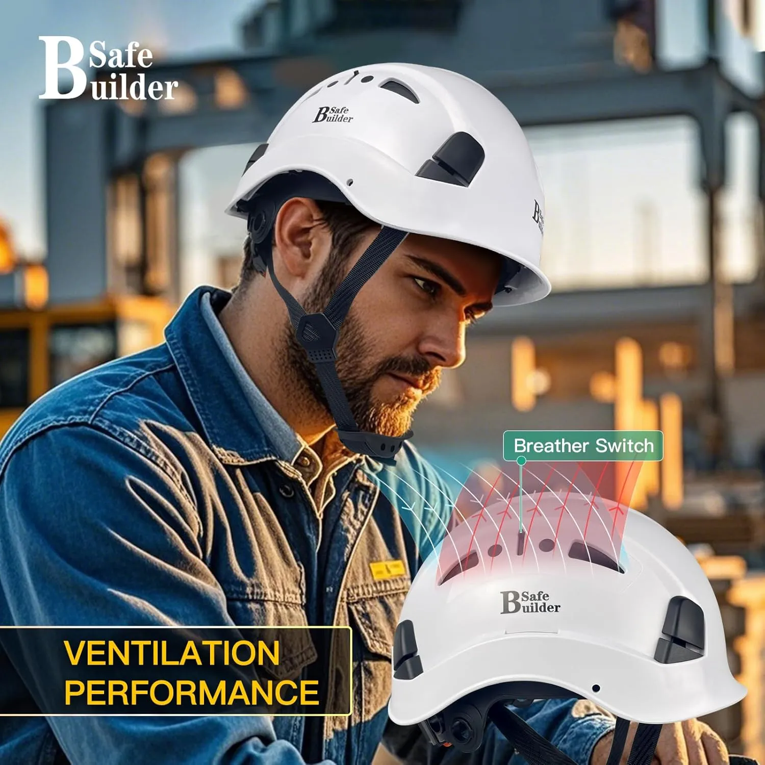 Industrial Safety Helmet with Visor ABS Hard Hat with Visor Adjustable Ventilation Hardhats Construction Head Protection ANSI Z89.1