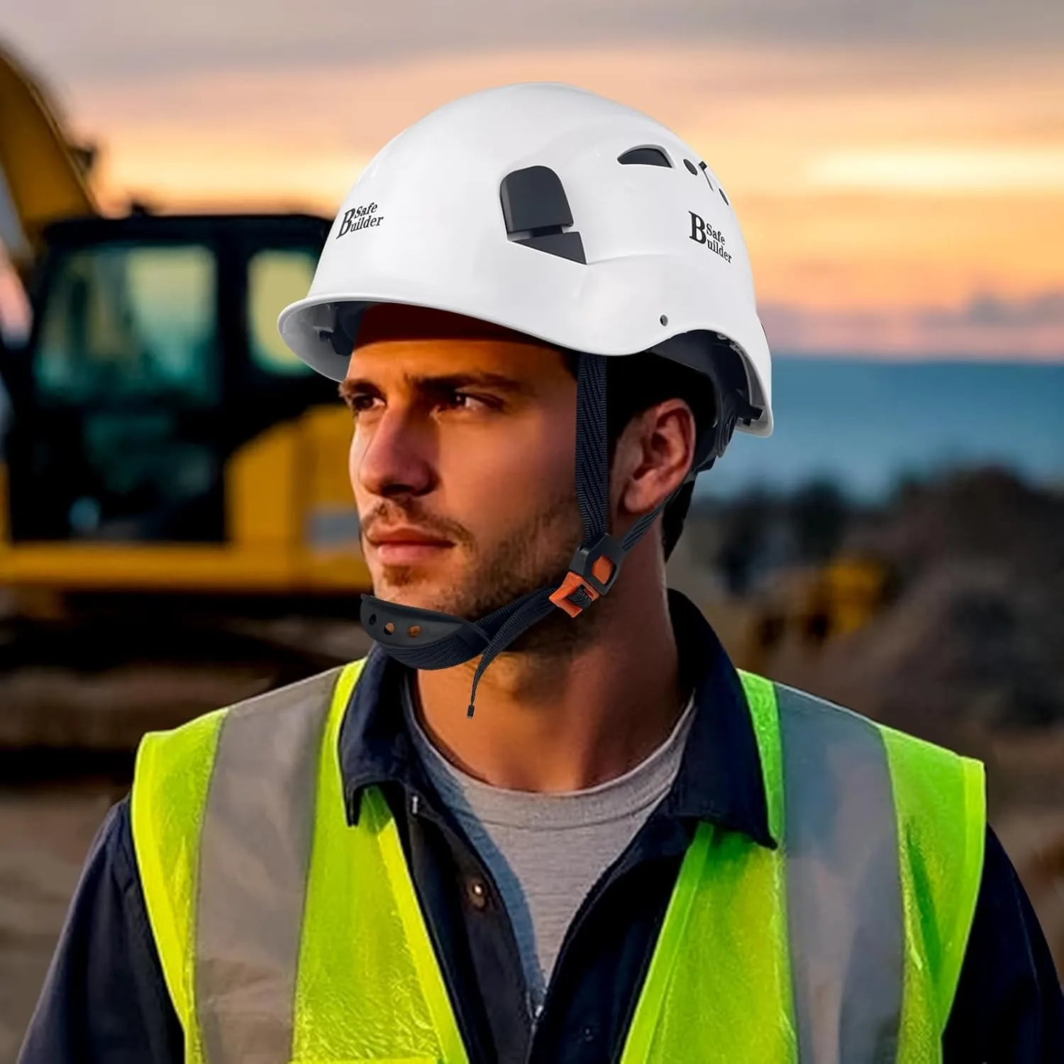 Industrial Safety Helmet with Visor ABS Hard Hat with Visor Adjustable Ventilation Hardhats Construction Head Protection ANSI Z89.1