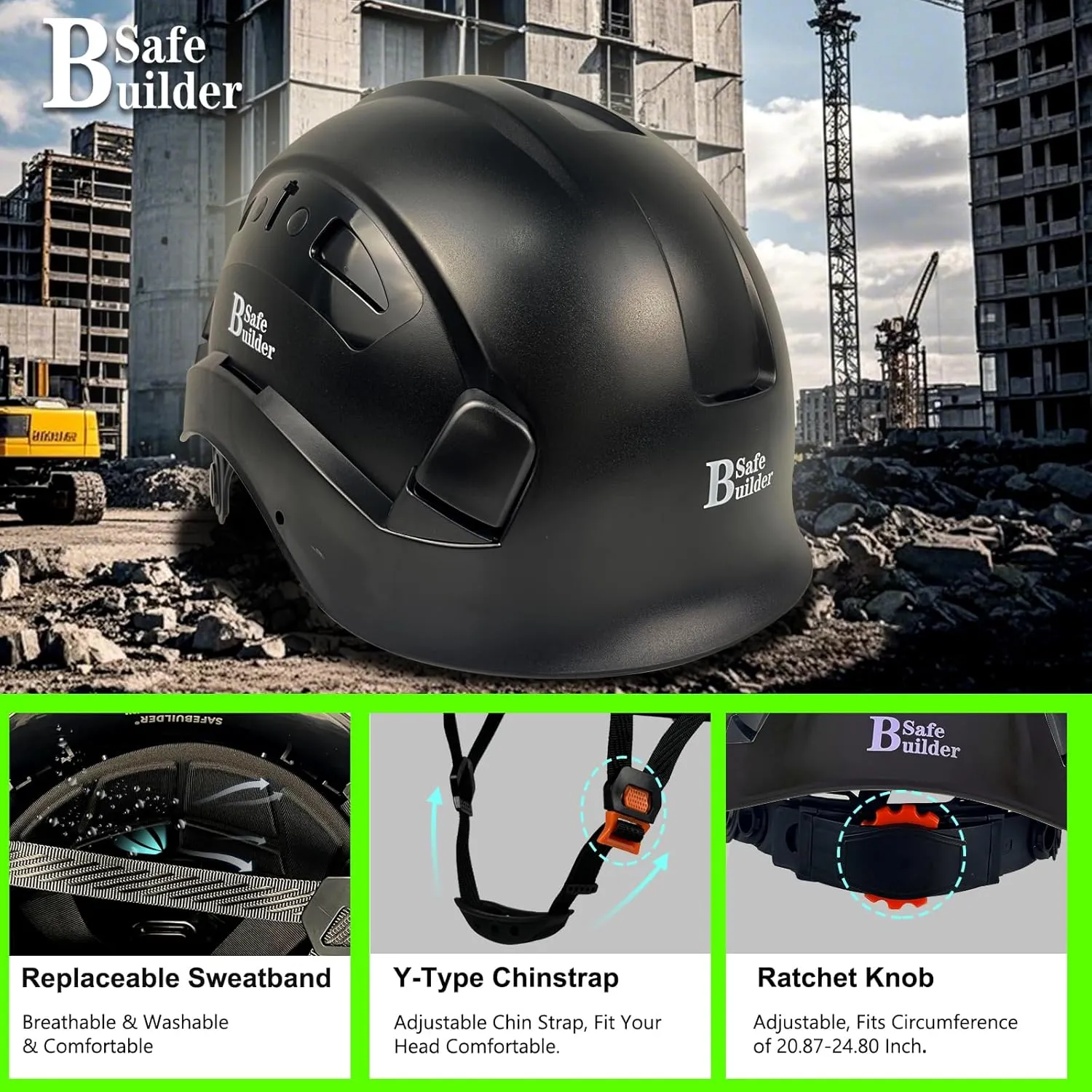 Industrial Safety Helmet with Visor ABS Hard Hat with Visor Adjustable Ventilation Hardhats Construction Head Protection ANSI Z89.1