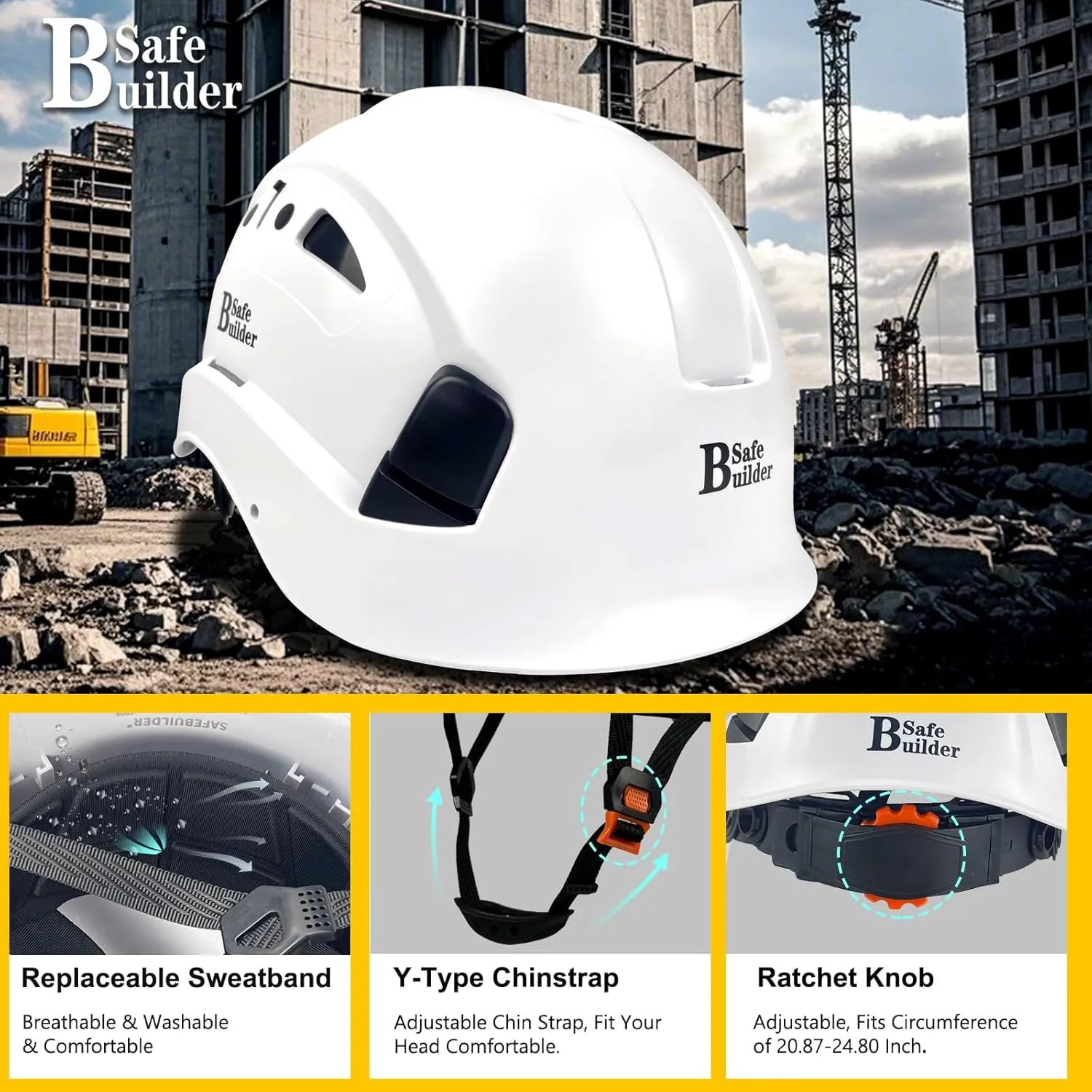 Industrial Safety Helmet with Visor ABS Hard Hat with Visor Adjustable Ventilation Hardhats Construction Head Protection ANSI Z89.1