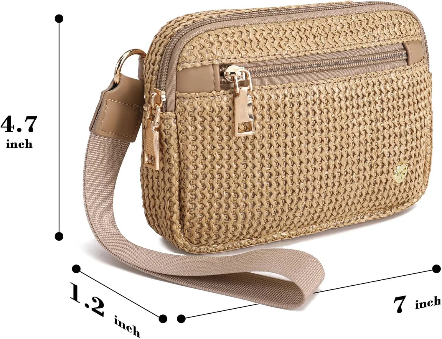 INICAT Straw Clutch Wristlet Purse for Women 2025, RFID Wallet, Straw Beach Bag with Zipper & Card Slots,Wristlet Wallet