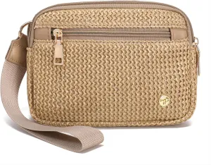 INICAT Straw Clutch Wristlet Purse for Women 2025, RFID Wallet, Straw Beach Bag with Zipper & Card Slots,Wristlet Wallet