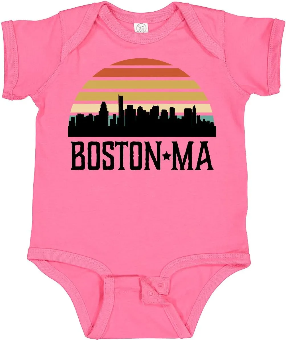 inktastic Boston Massachusetts Skyline Sunset Baby Bodysuit
